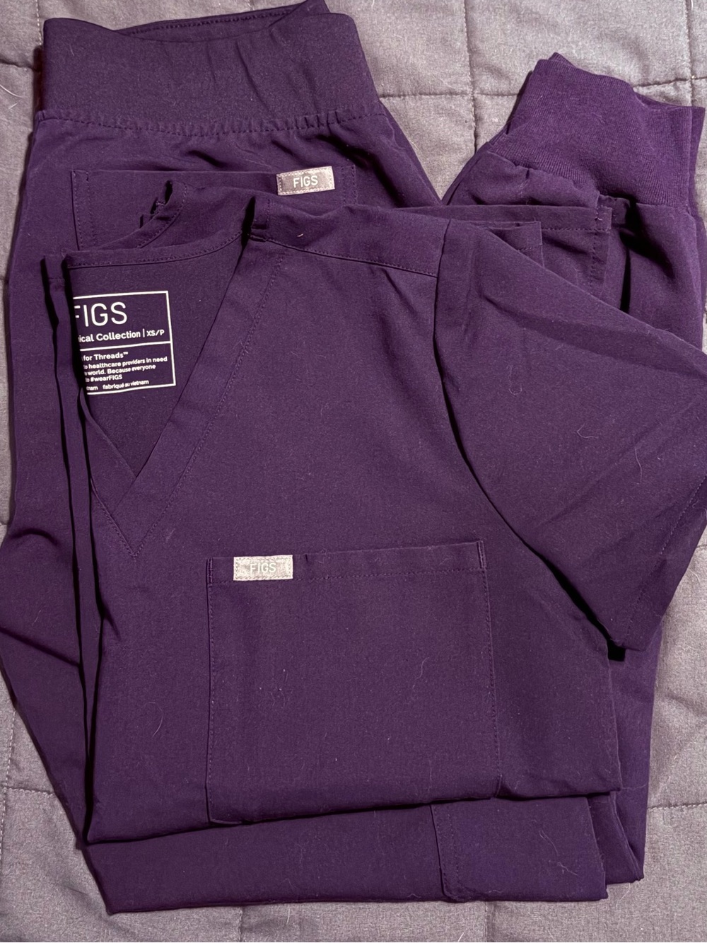Figs Plum Purple Scrub Set XSP EUC